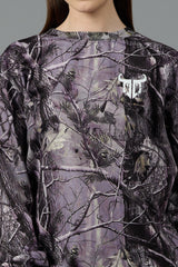 Camo Jungle Allover Print Grey Sweatshirt for Women