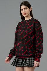 Go Devil All Over Print Black Sweatshirt for Women