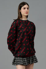 Go Devil All Over Print Black Sweatshirt for Women
