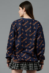 Go Devil All Over Print Dark Blue Sweatshirt for Women