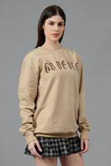 Go Devil Back Dice Printed Ivoey Sweatshirt for Women