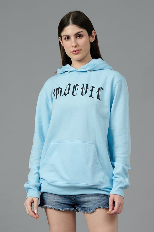 Go Devil Back Dice Printed Blue Hoodie for Women