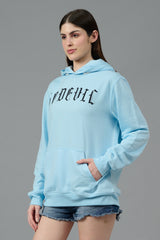 Go Devil Back Dice Printed Blue Hoodie for Women