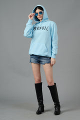 Go Devil Back Dice Printed Blue Hoodie for Women