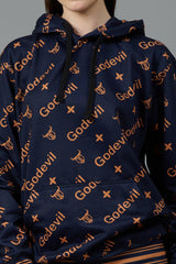Go Devil All Over Print Brown Black Hoodie for Women