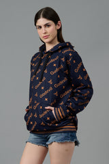 Go Devil All Over Print Brown Black Hoodie for Women
