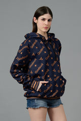 Go Devil All Over Print Brown Black Hoodie for Women
