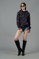 Go Devil All Over Print Brown Black Hoodie for Women