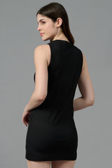 Butterfly Printed Black Dress for Women