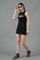 Butterfly Printed Black Dress for Women