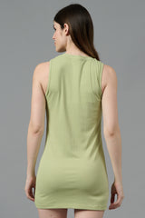 Go Devil with Flower Printed Green Dress for Women