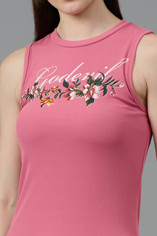 Butterfly Printed Pink Dress for Women