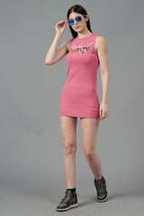 Butterfly Printed Pink Dress for Women