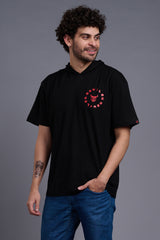 Red Devil Printed Hooded Oversized T-Shirt for Men