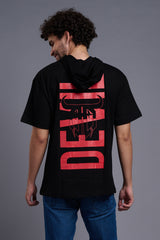 Red Devil Printed Hooded Oversized T-Shirt for Men