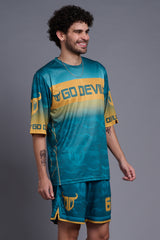 Go Devil Printed Blue and Yellow Co-Ords for Men