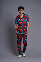 Colourful Skull Printed Shirts With Pant Co-Ord Set For Men