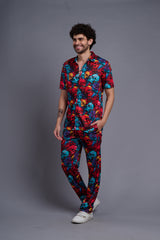 Colourful Skull Printed Shirts With Pant Co-Ord Set For Men