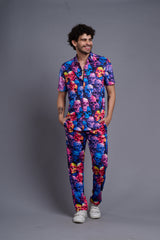 Colourful Skull Printed Shirt With Pant Co-Ord Set For Men