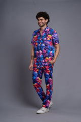 Colourful Skull Printed Shirt With Pant Co-Ord Set For Men
