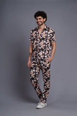 Flower Printed Shirt With Pant Co-Ord Set For Men