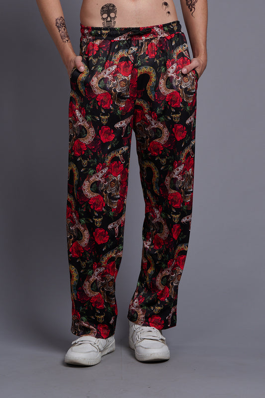 Rose with Snake Printed Joggers for Men