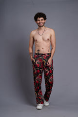 Rose with Snake Printed Joggers for Men
