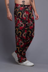 Rose with Snake Printed Joggers for Men