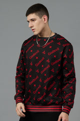 Go Devil All Over Print Red Black Sweatshirt for Men