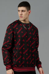 Go Devil All Over Print Red Black Sweatshirt for Men