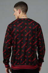 Go Devil All Over Print Red Black Sweatshirt for Men