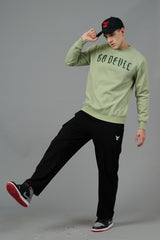 Go Devil Back Dice Printed Green Sweatshirt for Men