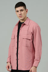 Plain Pink Full Sleeve Shirt for Men