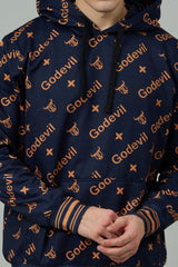 Go Devil All Over Print Orange Dark Blue Cord Set for Men