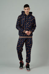 Go Devil All Over Print Orange Dark Blue Cord Set for Men