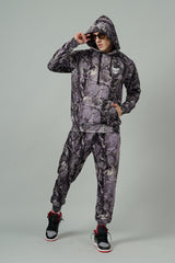 Camo Jungle Allover Print Grey Cord Set for Men