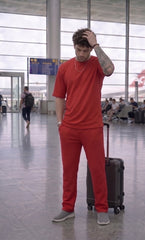 Go Devil Red Effortless Travel & Street Wear Co-Ord Set For Men