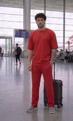 Go Devil Red Effortless Travel & Street Wear Co-Ord Set For Men