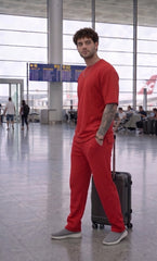 Go Devil Red Effortless Travel & Street Wear Co-Ord Set For Men