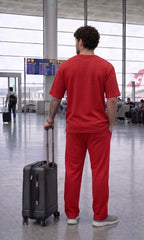 Go Devil Red Effortless Travel & Street Wear Co-Ord Set For Men