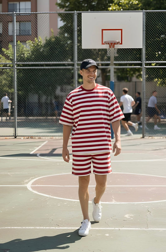 Go Devil Men’s Red & White Striped Co-Ord Set