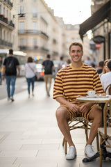 Go Devil Men’s Mustard & Maroon Striped Co-Ord Set