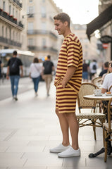 Go Devil Men’s Mustard & Maroon Striped Co-Ord Set