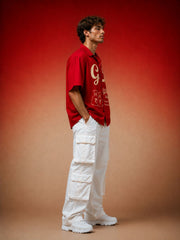 Go Devil Men's Dept. "GD" Embroidered Camp Collar Shirt – Red Premium Edition