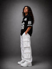 Go devil Black "66 Go Devil Dept." Varsity Baseball Jersey – Graphic Print Zip-Up Shirt For Women