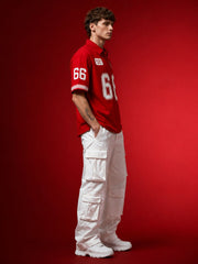 Go Devil Premium 66 Graphic Relaxed Fit Red Zip-Up Casual Wear Shirt For Men