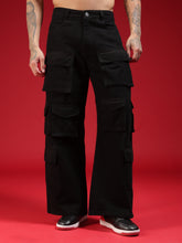 Go Devil Mens Multi Pocket Black Stylish Cargo Denim Jeans