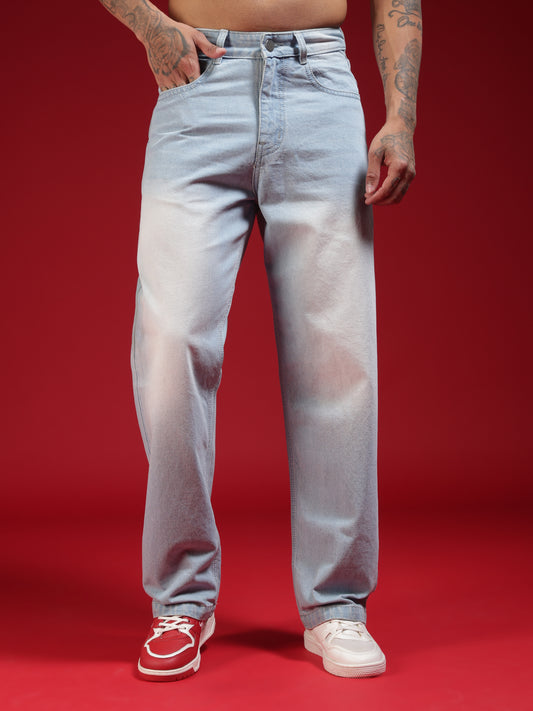 Go Devil Mens Baggy Fit Light Blue Jeans