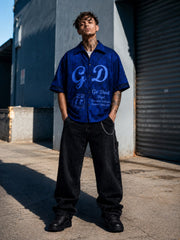 Go Devil Blue "GD Go Devil Dept." Skull Graphic Print Shirt – Premium Collection Limited Edition Shirt For Men