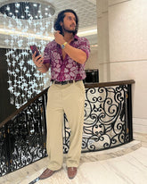 Paisely Design Printed Purple Shirt for Men